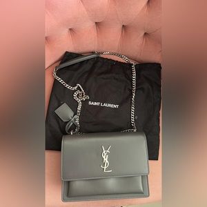 MEDIUM SUNSET satchel in smooth leather Dark gray Sunset medium leather